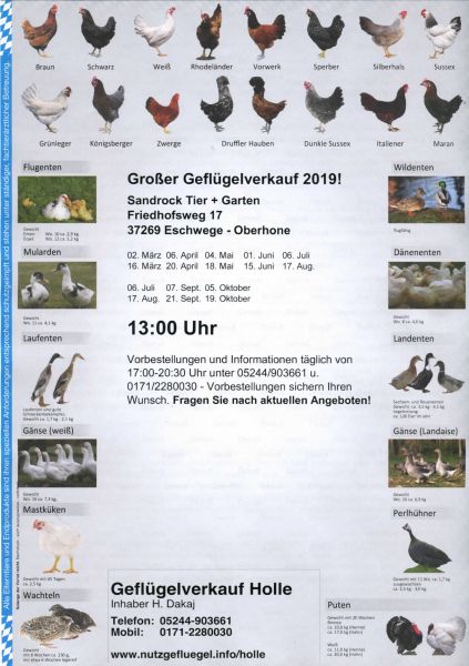 Großer Geflügelverkauf 2019